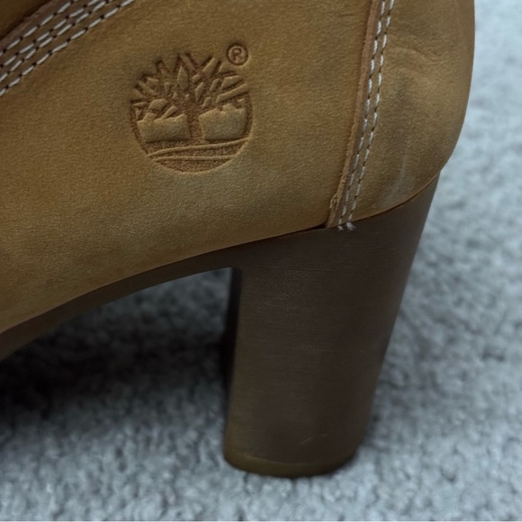 Timberland Leather Boots Tan Tillston Lace Up Heeled 3" Wheat 83357 - Picture 9 of 13